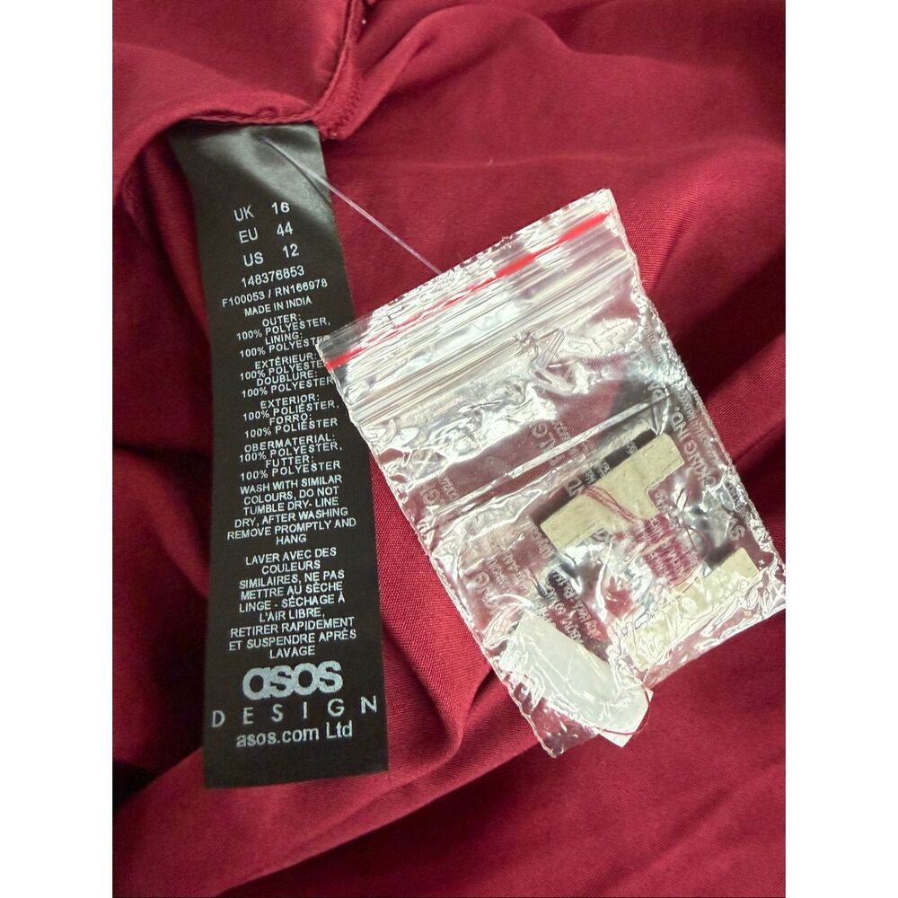 NWOT ASOS Design High Neck Crinkle Maxi Dress Blouson Sleeve 12 - Picture 9 of 9